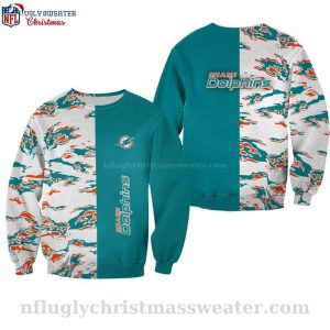 Classic Miami Dolphins Logo Ugly Christmas Sweater For Fan
