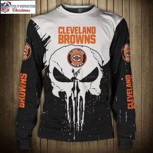 Cleveland Browns Gifts For Him – Skull Graphic Christmas Sweater