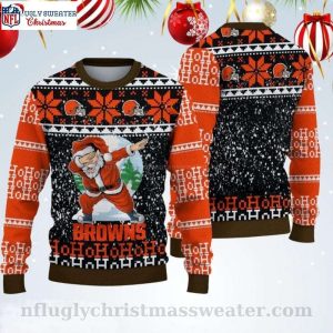 Cleveland Browns Ho Ho Ho Santa Claus Dabbing – Ugly Sweater For Fans