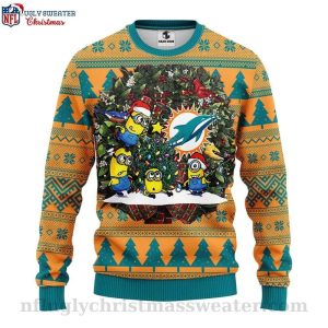 Cozy And Comfy NFL Miami Dolphins Minion Ugly Christmas Sweater
