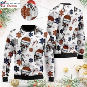 Cozy Up In Style – Denver Broncos Santa Skulls Christmas Sweater