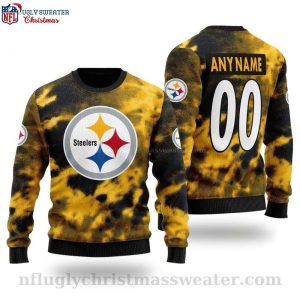 Custom Name And Number Pitt Steelers Dye Tie Ugly Christmas Sweater