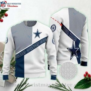 Custom Name Dallas Cowboys Ugly Christmas Sweater – Cross Stripe Edition