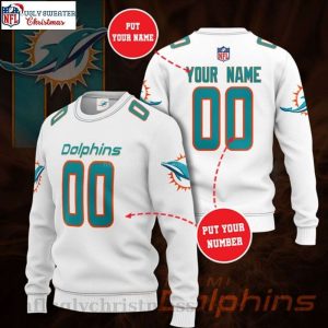 Custom Name Miami Dolphins Logo Graphic Ugly Sweater For Die-Hard Fans