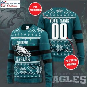 Custom Name NFL Philadelphia Eagles Logo – Eagles Christmas Sweater With Lights