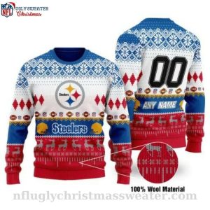 Custom Name Number Ugly Christmas Sweater For Pittsburgh Steelers Fans