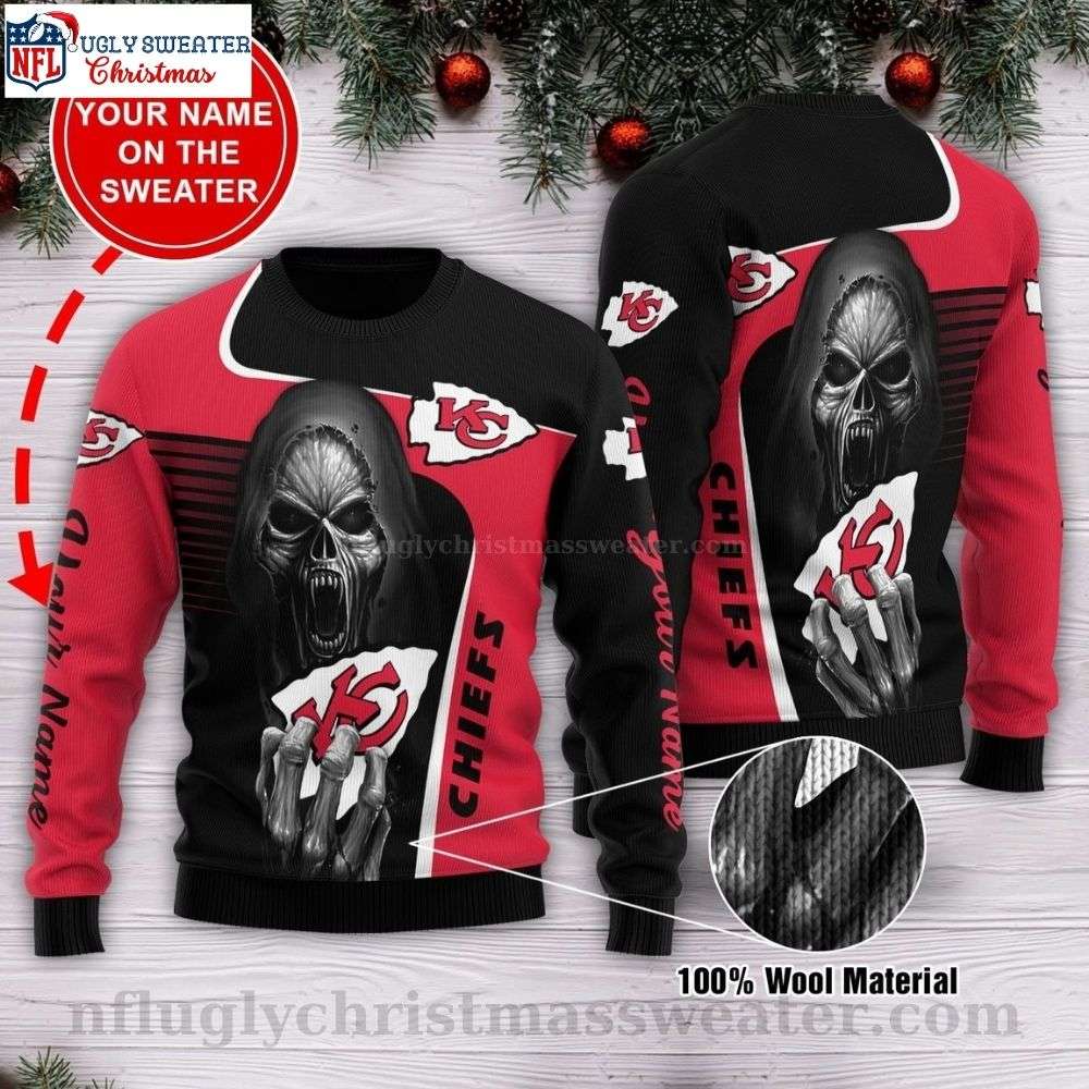 Customized Kansas City Chiefs Ugly Christmas Sweater With Grim Reaper