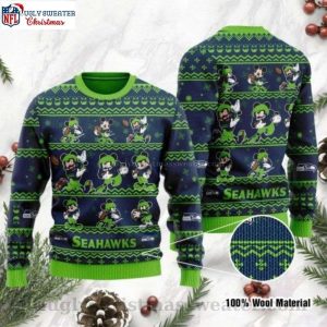 Cute Mickey Mouse Graphics Seattle Seahawks Ugly Christmas Sweater