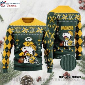 Cute Peanuts Snoopy NFL Packers Ugly Christmas Sweater
