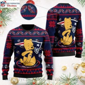 Cute Winnie The Pooh Bear – New England Patriots Logo Ugly Christmas Sweater