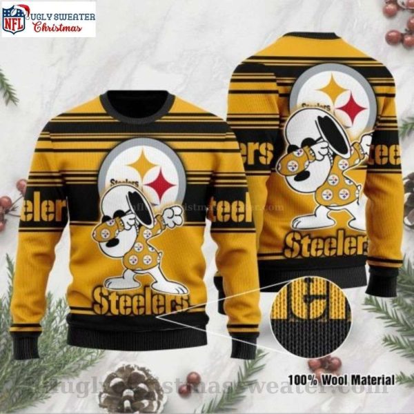 Dab All the Way – Pittsburgh Steelers Ugly Christmas Sweater With Snoopy