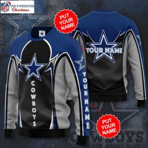 Dallas Cowboys Big Logo Custom Name Ugly Sweater – Unique Gift For Cowboys Fans