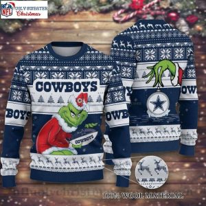 Dallas Cowboys Christmas The Grinch All Over Print Ugly Christmas Sweater, Dallas Cowboys Gifts For Men
