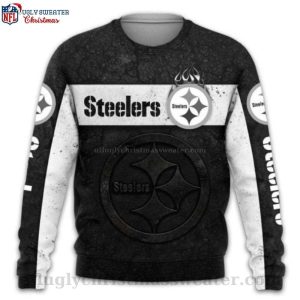Dark Pittsburgh Steelers Ugly Christmas Sweater – Logo Print Edition