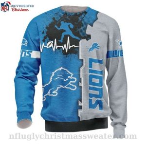 Detroit Lions Beating Curve 3D Pattern Ugly Christmas Sweater