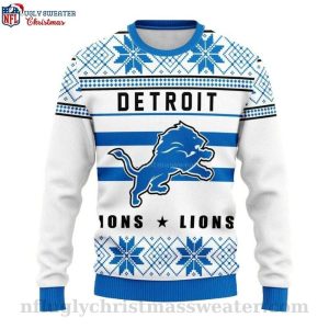 Detroit Lions Logo Snowflake Ugly Christmas Sweater Unique Gift For Fans