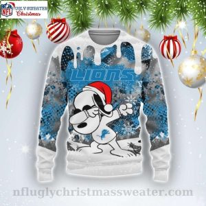 Detroit Lions Snoopy Dabbing Ugly Christmas Sweater For Him