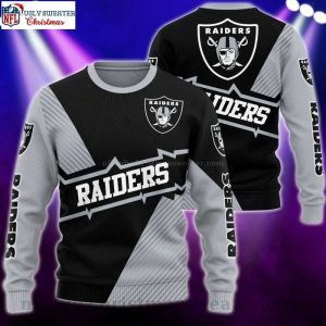 Diagonal Stripes Las Vegas Raiders Ugly Christmas Sweater –  Cozy Gift for Fans