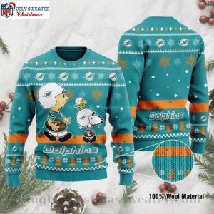 Dolphins Christmas Sweater – Miami Dolphins Peanuts Snoopy Edition