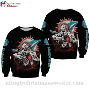 Dolphins Christmas Sweater With Cool Skull Graphic