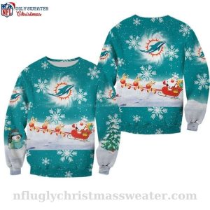 Dolphins Christmas Sweater With Cute Santa Claus Unique Gift For Fans