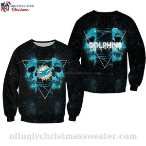 Dolphins Christmas Sweater With Limited Edition Skull Graphic