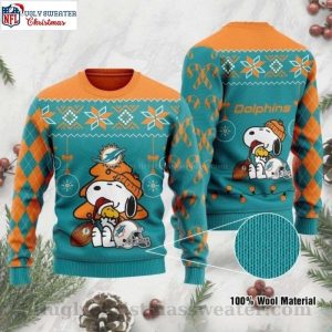 Dolphins Ugly Christmas Sweater – Charlie Brown Peanuts Snoopy Design