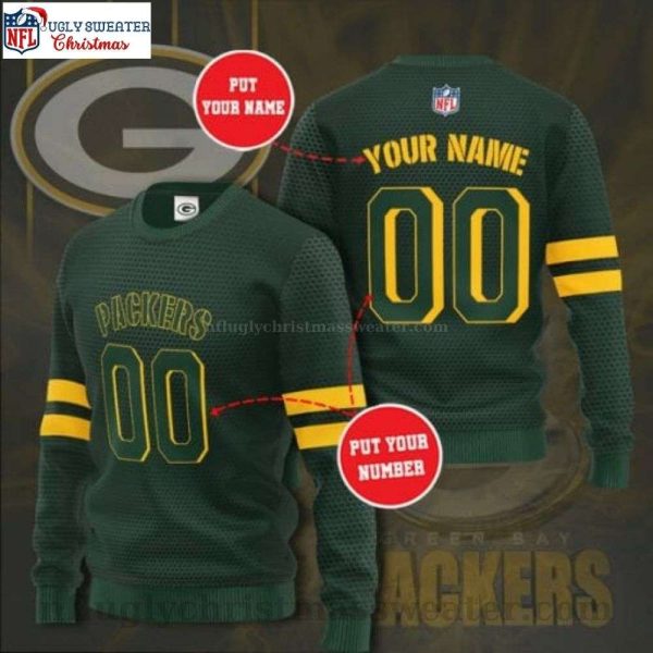 Edgy Metal Hole Design On Green Bay Packers Ugly Christmas Sweater