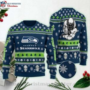 Edgy Skull Graphic Snowflake Seattle Seahawks Ugly Christmas Sweater