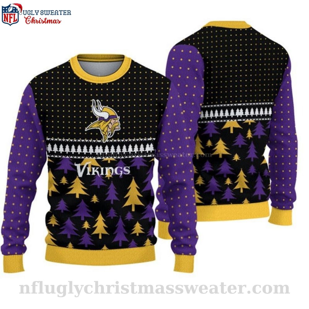 Embrace the Season With Mn Vikings Ugly Sweater - Pine Forest Design