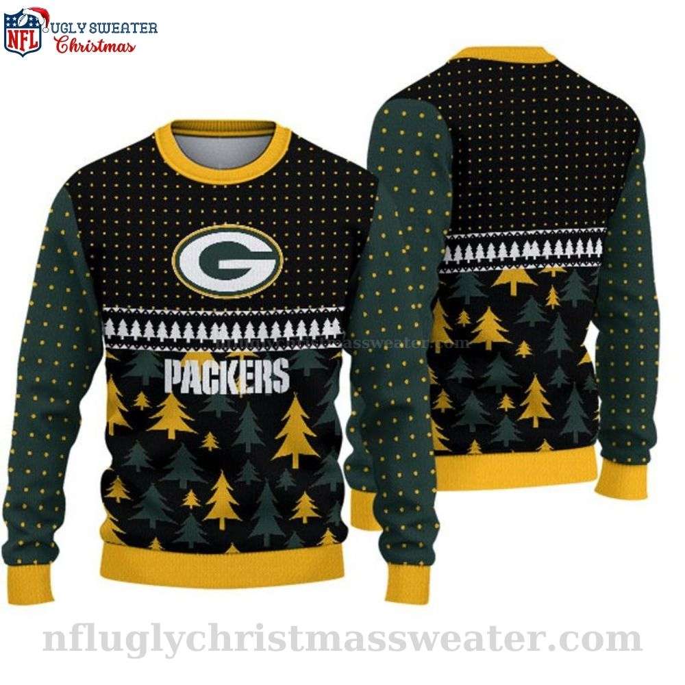 Festive Pine Forest Patterns - Green Bay Packers Ugly Christmas Sweater