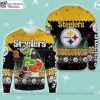 Festive Reindeer Glasses And Logo Print – Pittsburgh Steelers Ugly Sweater