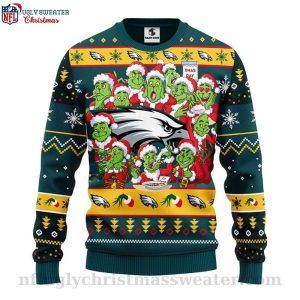 Funny 12 Grinch Xmas Day – Philadelphia Eagles Ugly Christmas Sweater