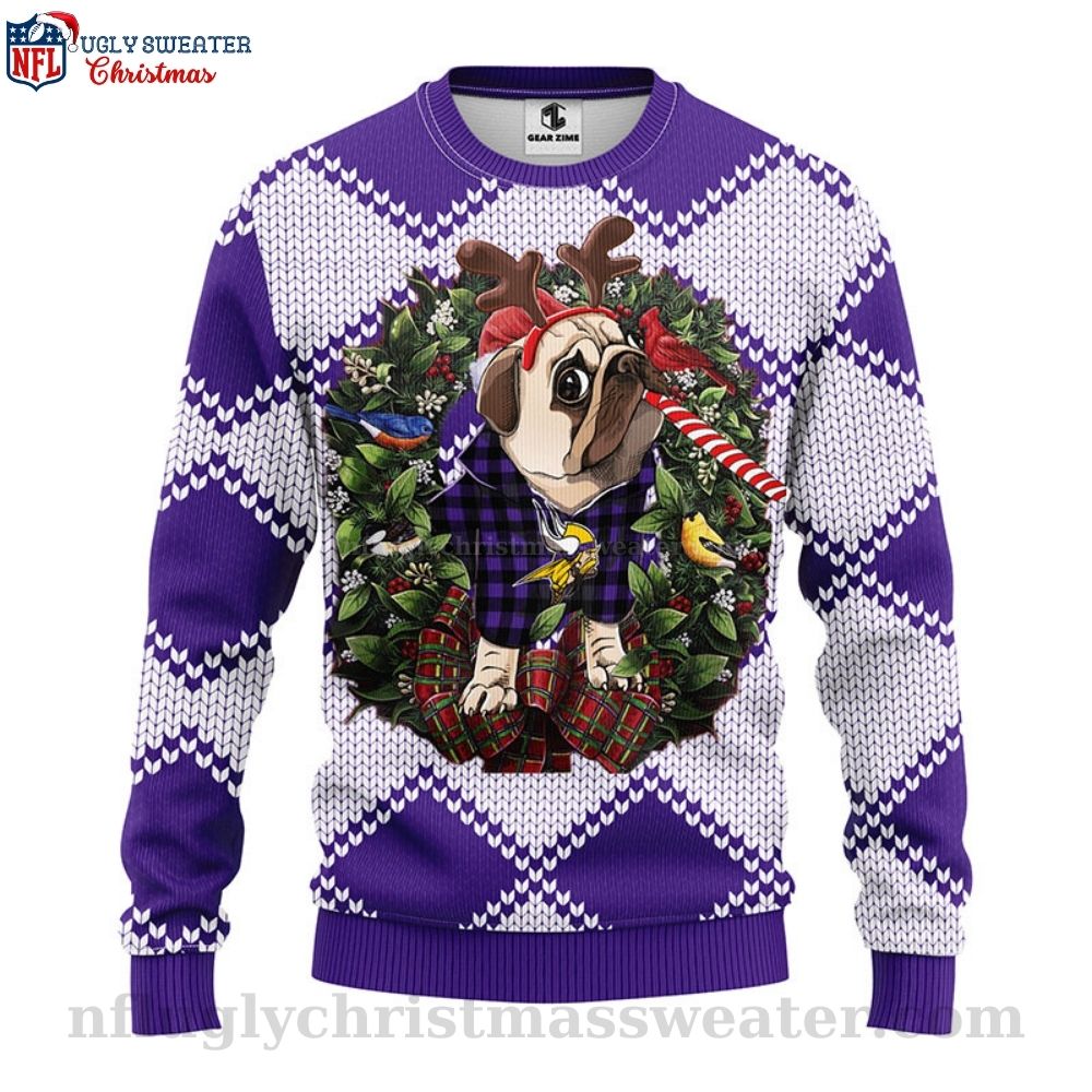 Game Day Cheers In Ugly Christmas Style - NFL Vikings Pub Dog Sweater