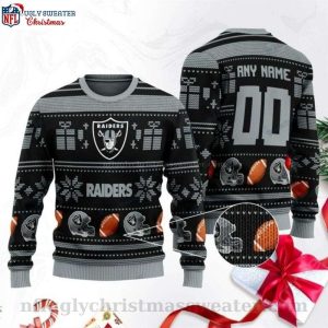 Gift Boxes And Snowflakes Raiders Ugly Christmas Sweater – Ideal Gift for Fans