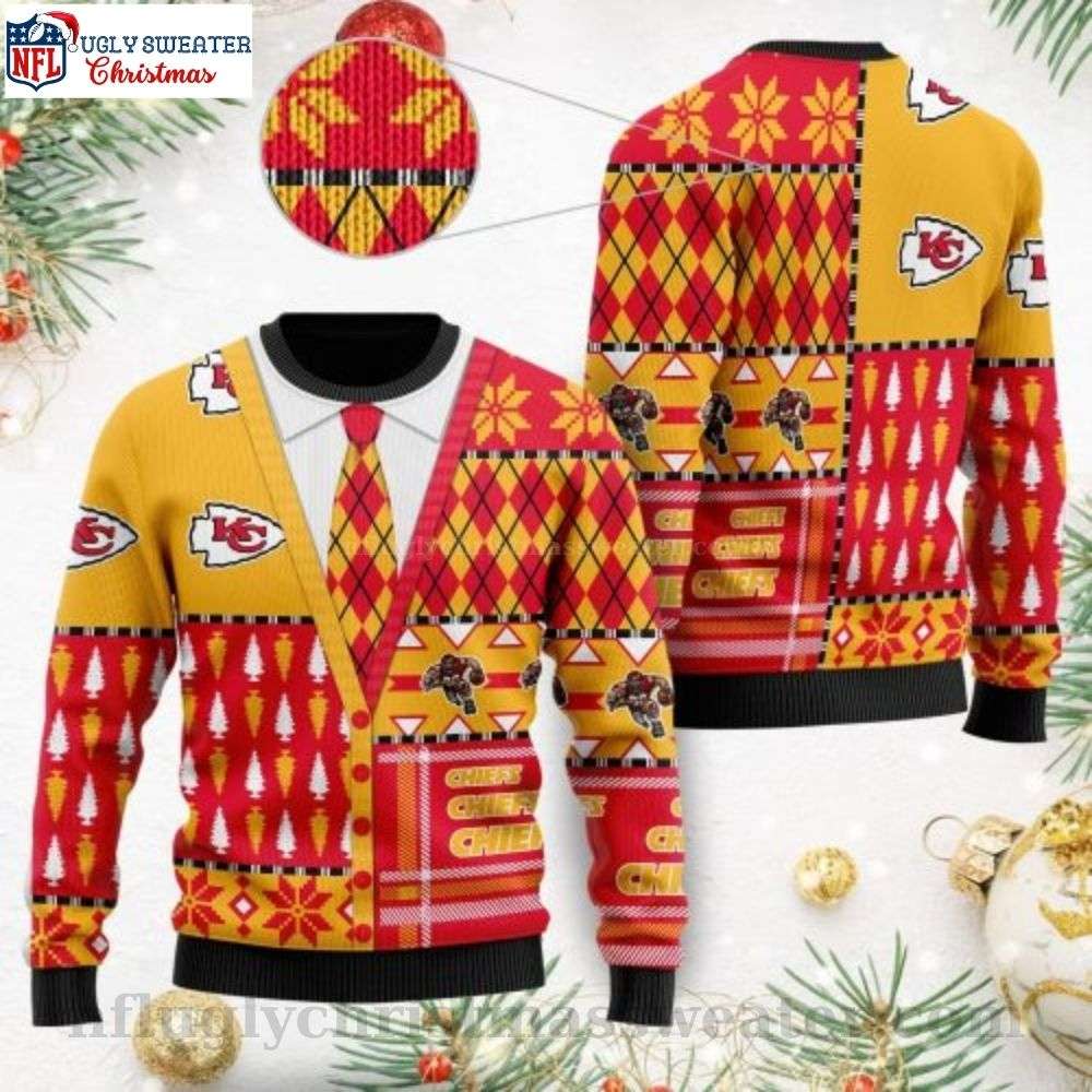 Gifts For Chiefs Fans - Cardigan Style Kansas City Chiefs Ugly Christmas Sweater