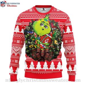 Gifts For Kc Chiefs Fans Grinch Hug Football Themed Sweater 1