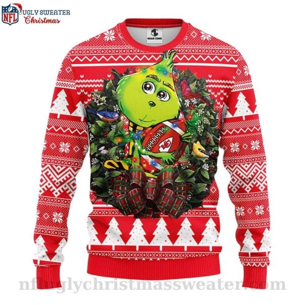 Gifts For Kc Chiefs Fans – Grinch Hug Football Themed Sweater