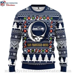 Graphic Grateful Dead Seattle Seahawks Ugly Christmas Sweater