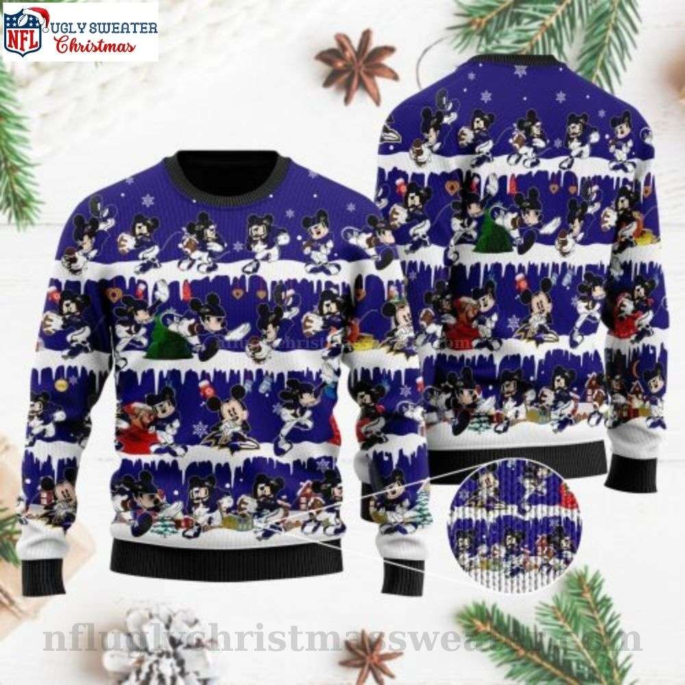 Graphic NFL Mickey Player Ravens Ugly Christmas Sweater - Gift For Fans