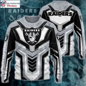 Gray Las Vegas Raiders Ugly Christmas Sweater – Cozy Gift For Him