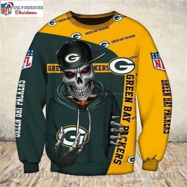 Green Bay Packers Skeleton Graphics Sweater – Festive And Eerie