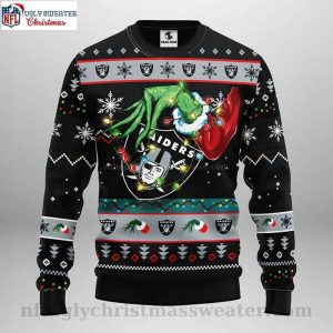 Grinch Hand Logo Raiders Ugly Christmas Sweater – Unique Oakland Raiders Gifts
