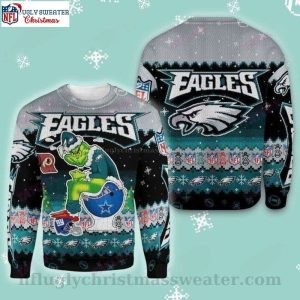 Grinch In Helmets Toilet – Funny Philadelphia Eagles Ugly Sweater