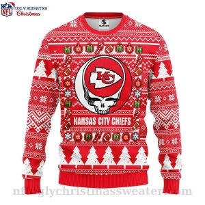 Groovy Holiday Vibes Grateful Dead Kc Chiefs Ugly Sweater 1
