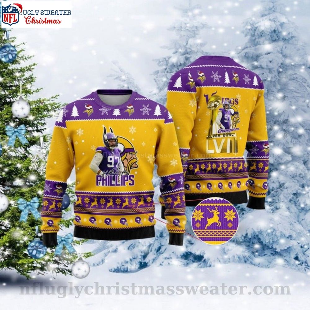 Harrison Phillips Super Bowl LVII Champions 2023 Vikings Christmas Sweater