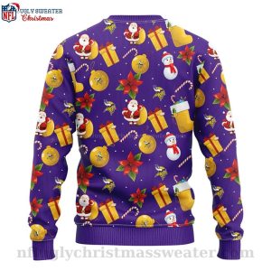 Holiday Spirit In Purple And Gold – NFL Vikings Santa Snowman Christmas Sweater