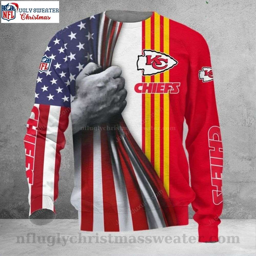 Kansas City Chiefs American Flag Ugly Christmas Sweater