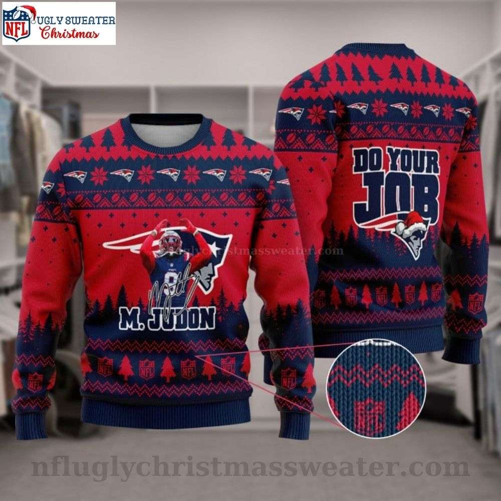 LB Matthew Judon New England Patriots Player Ugly Christmas Sweater