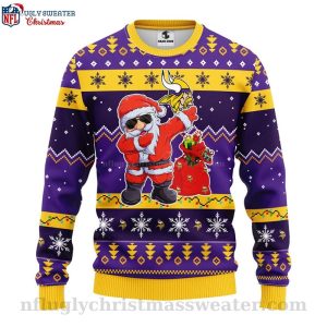 Minnesota Vikings Christmas Sweater Dabbing Santa Claus Design 1